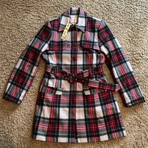 Rogue Par Size S Red Plaid Trench Coat